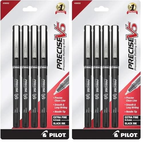 Pilot Precise V5 Liquid Ink Rollerball Pen 0.5 mm Extra Fine Point | Black Ink for Precise Writing thumbnail 1