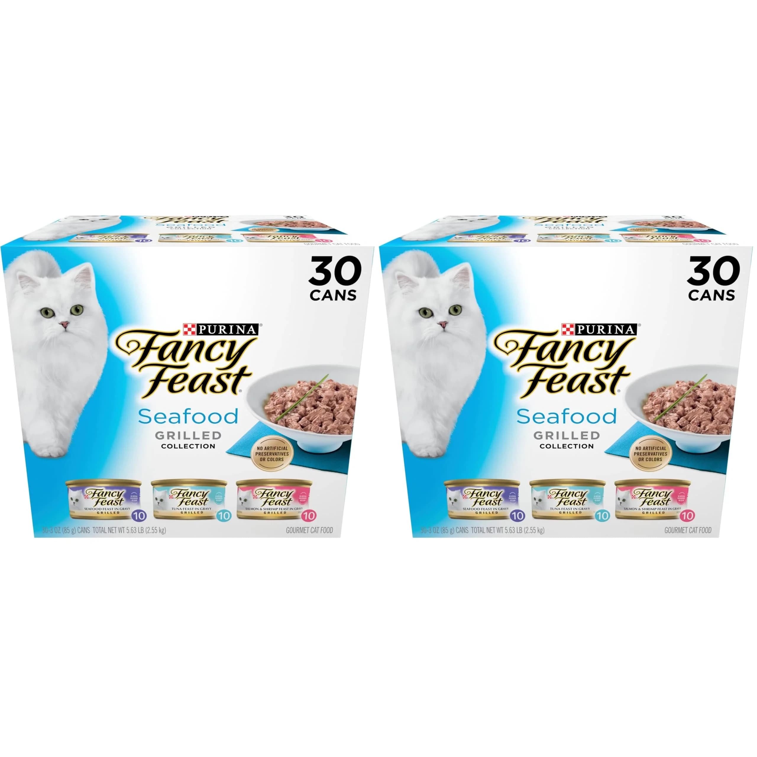 Fancy Feast Grilled Seafood Feast Collection Wet Cat Food 3 oz Cans (Pack of 60) | Complete Nutrition for Adult Cats - main product image