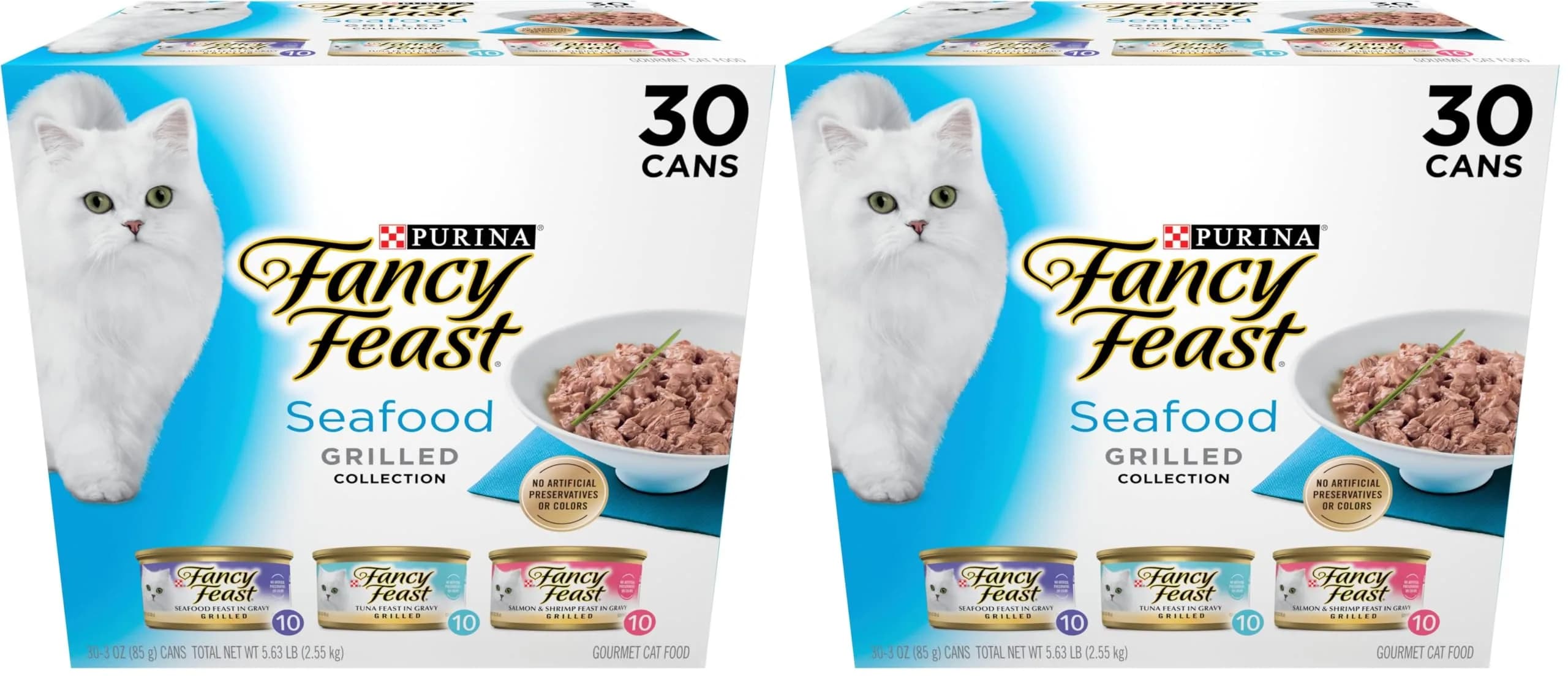 Fancy Feast Grilled Seafood Feast Collection Wet Cat Food 3 oz Cans (Pack of 60) | Complete Nutrition for Adult Cats - main product image