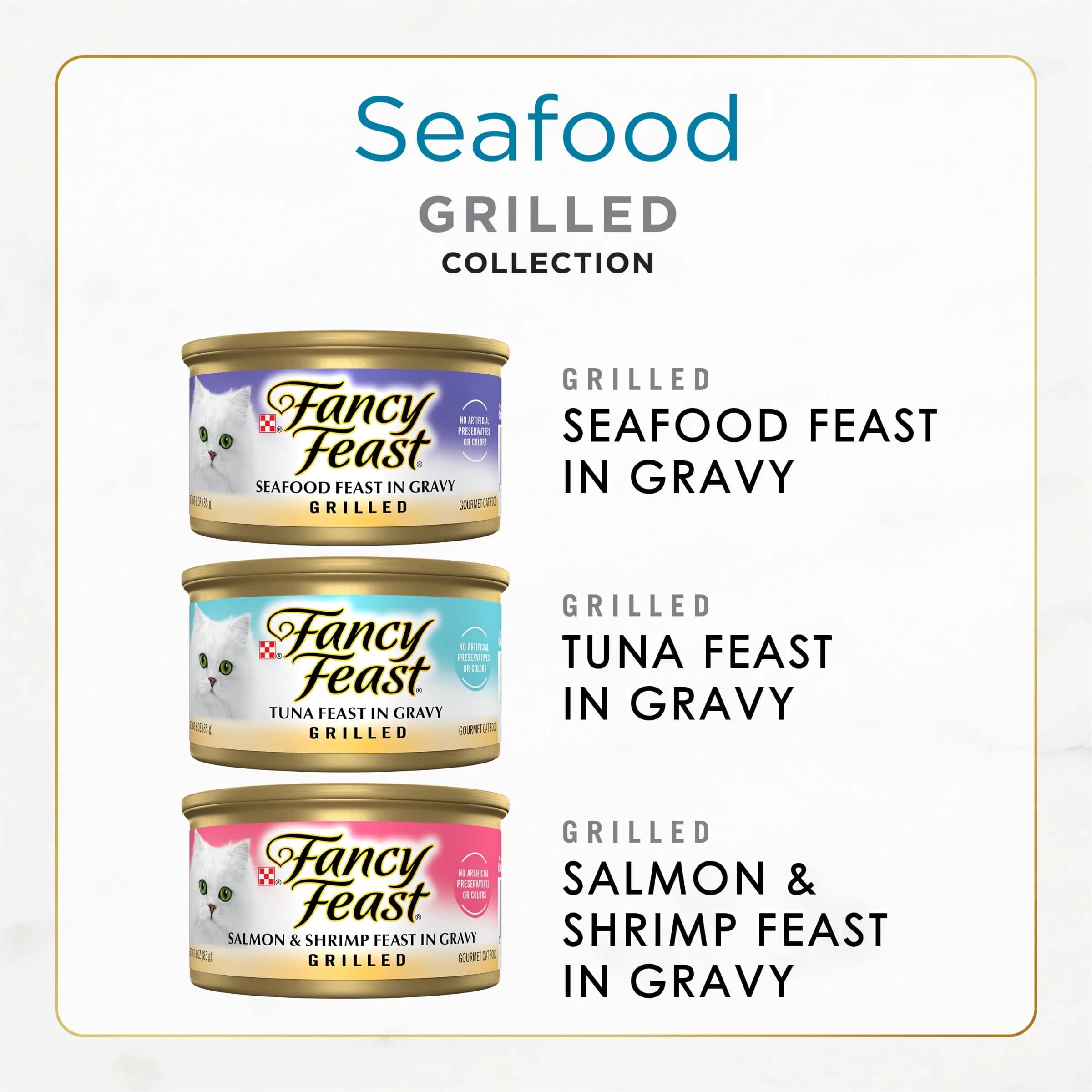 Fancy Feast Grilled Seafood Feast Collection Wet Cat Food 3 oz Cans (Pack of 60) | Complete Nutrition for Adult Cats - view 2