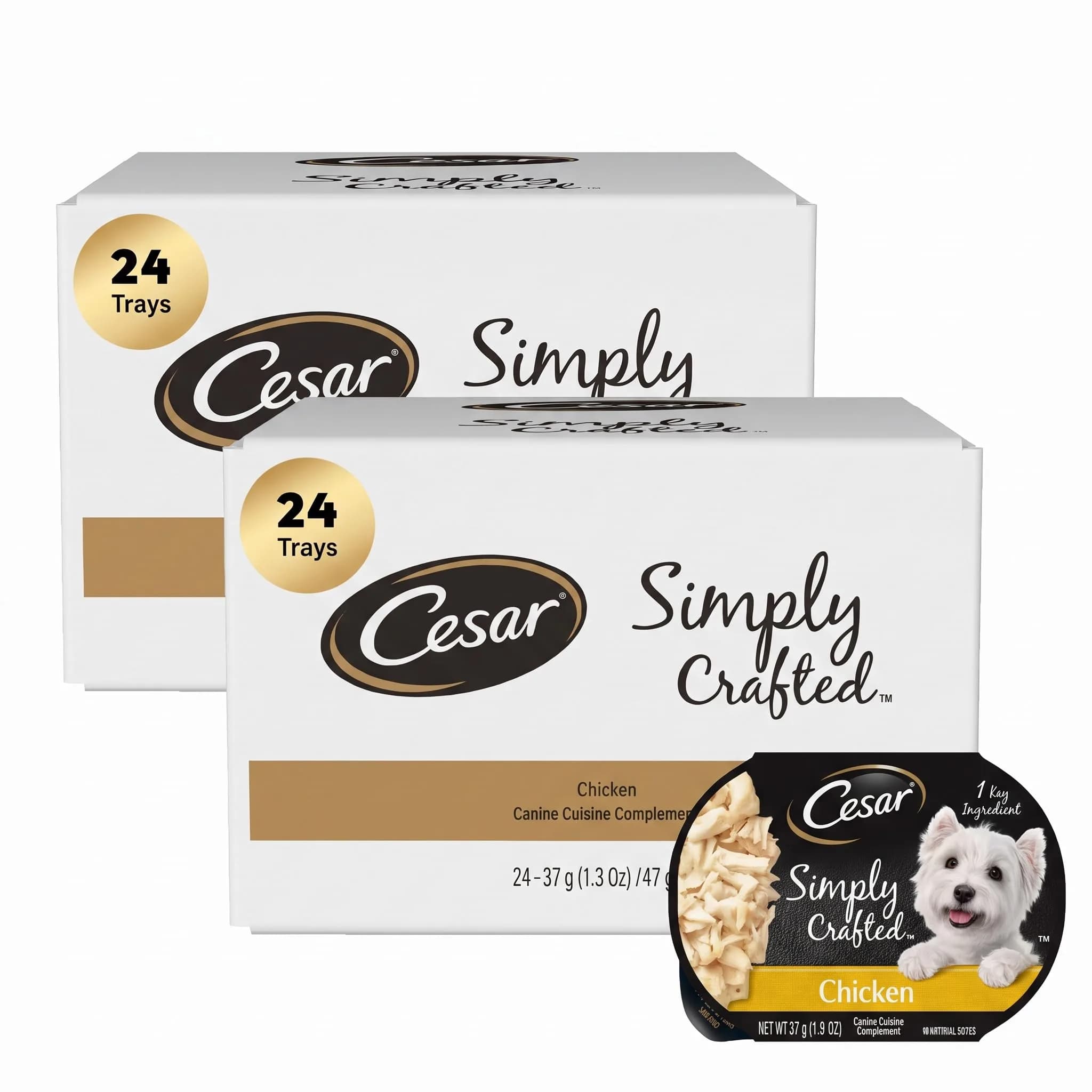 Cesar Simply Crafted Adult Wet Dog Food Toppers for Dry Food, Chicken, 1.3 oz Tub | Real Chicken & Natural Ingredients — Other