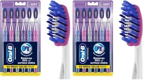 Oral-B 3D White Deep Stain Remover Toothbrushes 6 Count | Removes 90% Surface Stains, Whitens Teeth, Deep Reach, Gentle on Gums thumbnail 1