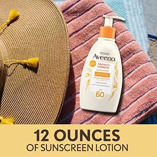 Aveeno Protect + Hydrate Sunscreen Moisturizing Lotion SPF 60 710ml (24 Fl Oz) | Broad Spectrum UVA/UVB Protection thumbnail 3