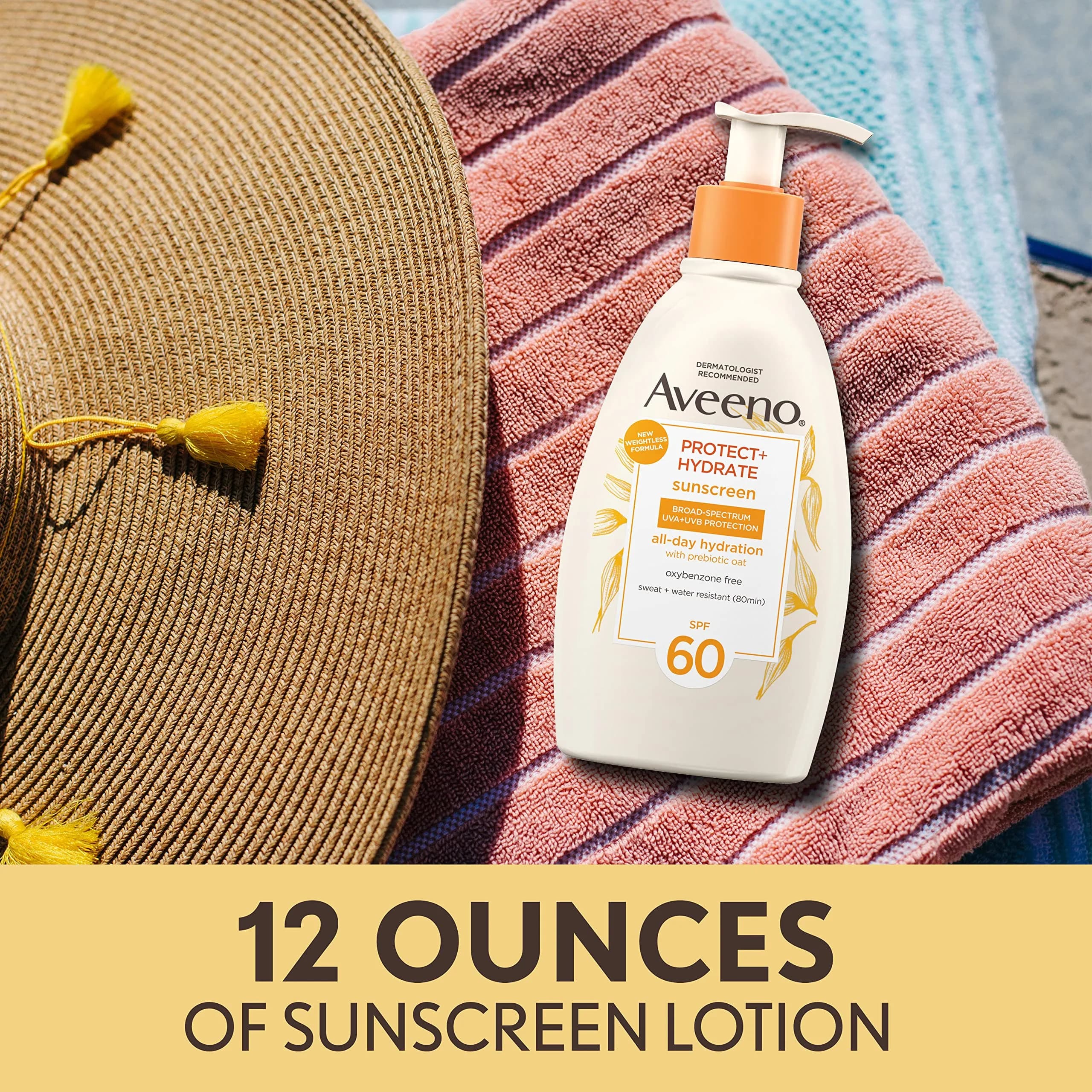Aveeno Protect + Hydrate Sunscreen Moisturizing Lotion SPF 60 710ml (24 Fl Oz) | Broad Spectrum UVA/UVB Protection - view 3