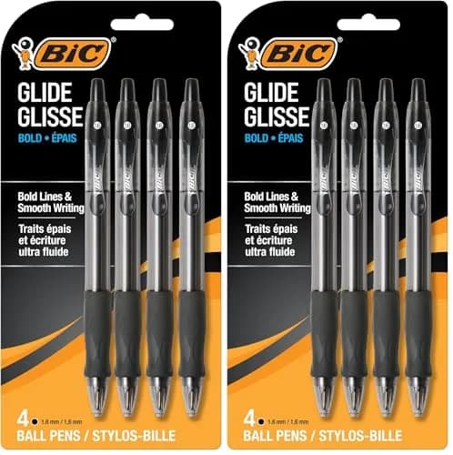 BIC Glide Bold Black Ballpoint Pens, 1.6mm Bold Point, 8 Count (Pack of 2) | Smooth Ink Flow thumbnail 1