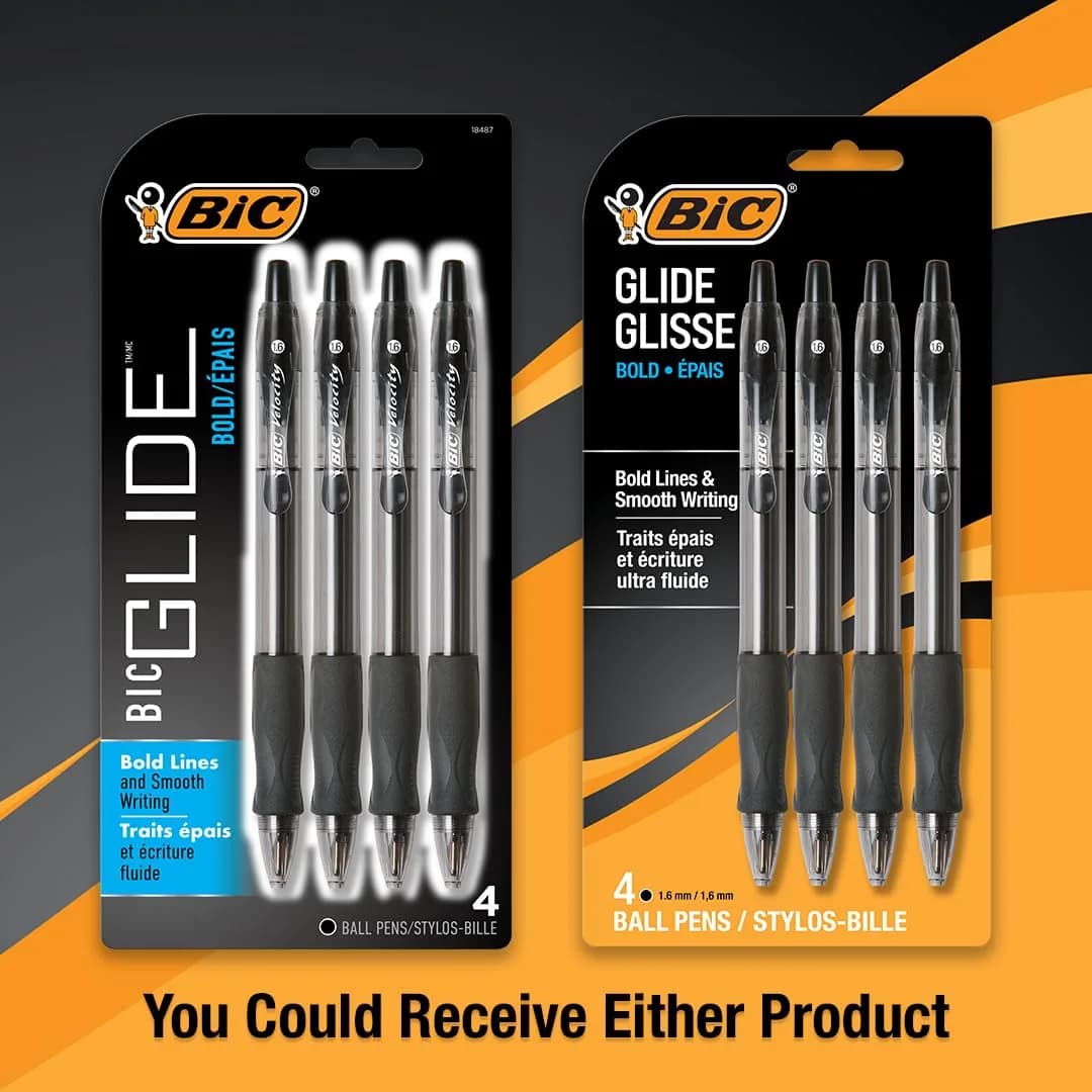 BIC Glide Bold Black Ballpoint Pens, 1.6mm Bold Point, 8 Count (Pack of 2) | Smooth Ink Flow - view 2