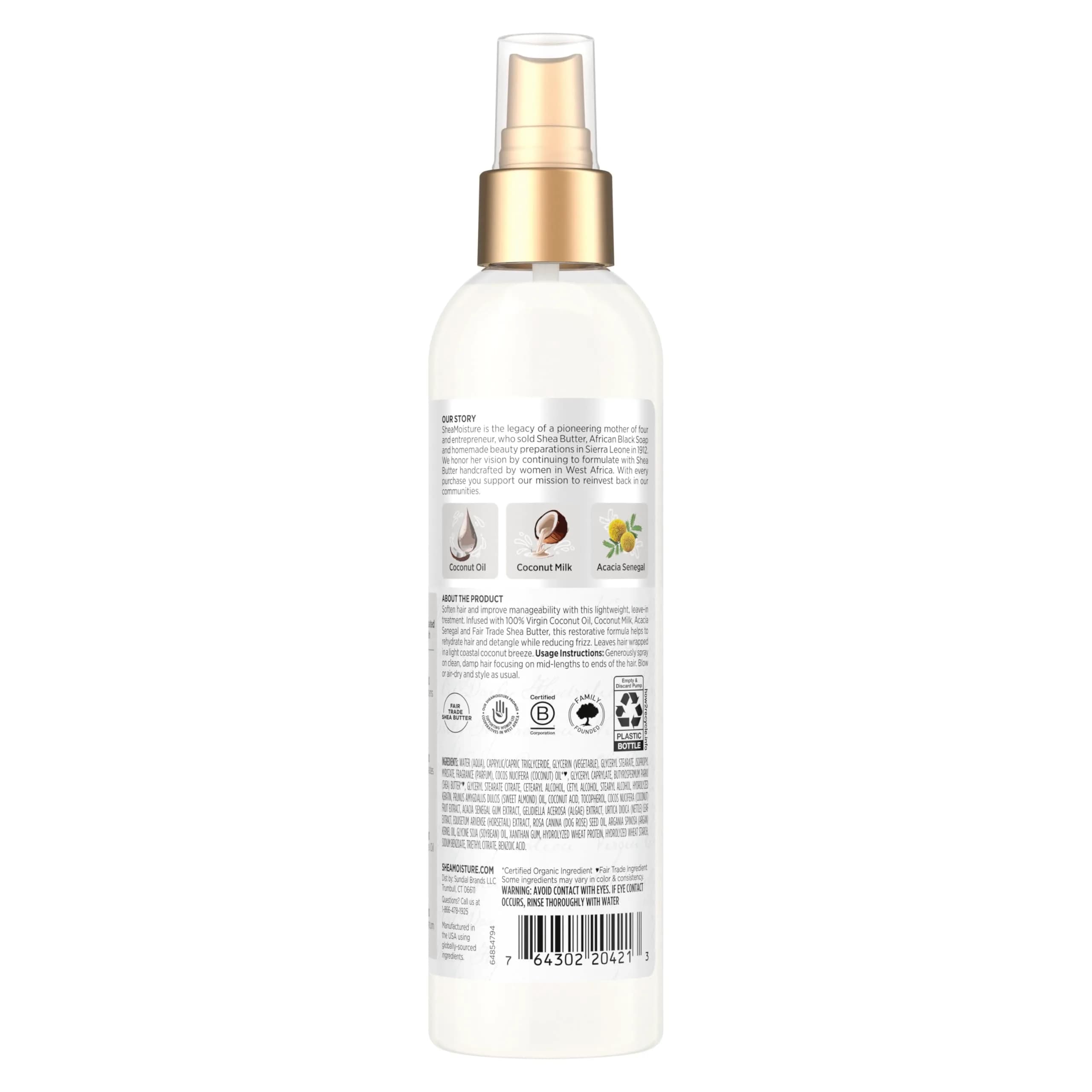 SheaMoisture 100% Virgin Coconut Oil Leave-In Conditioner 473ml (16 Fl Oz) | Hydrates & Controls Frizz - view 2