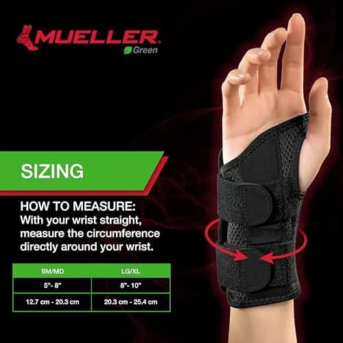 MUELLER Sports Medicine Green Fitted Wrist Brace for Men & Women | Carpal Tunnel & Tendonitis Support, Small/Medium, Pack of 2 thumbnail 4
