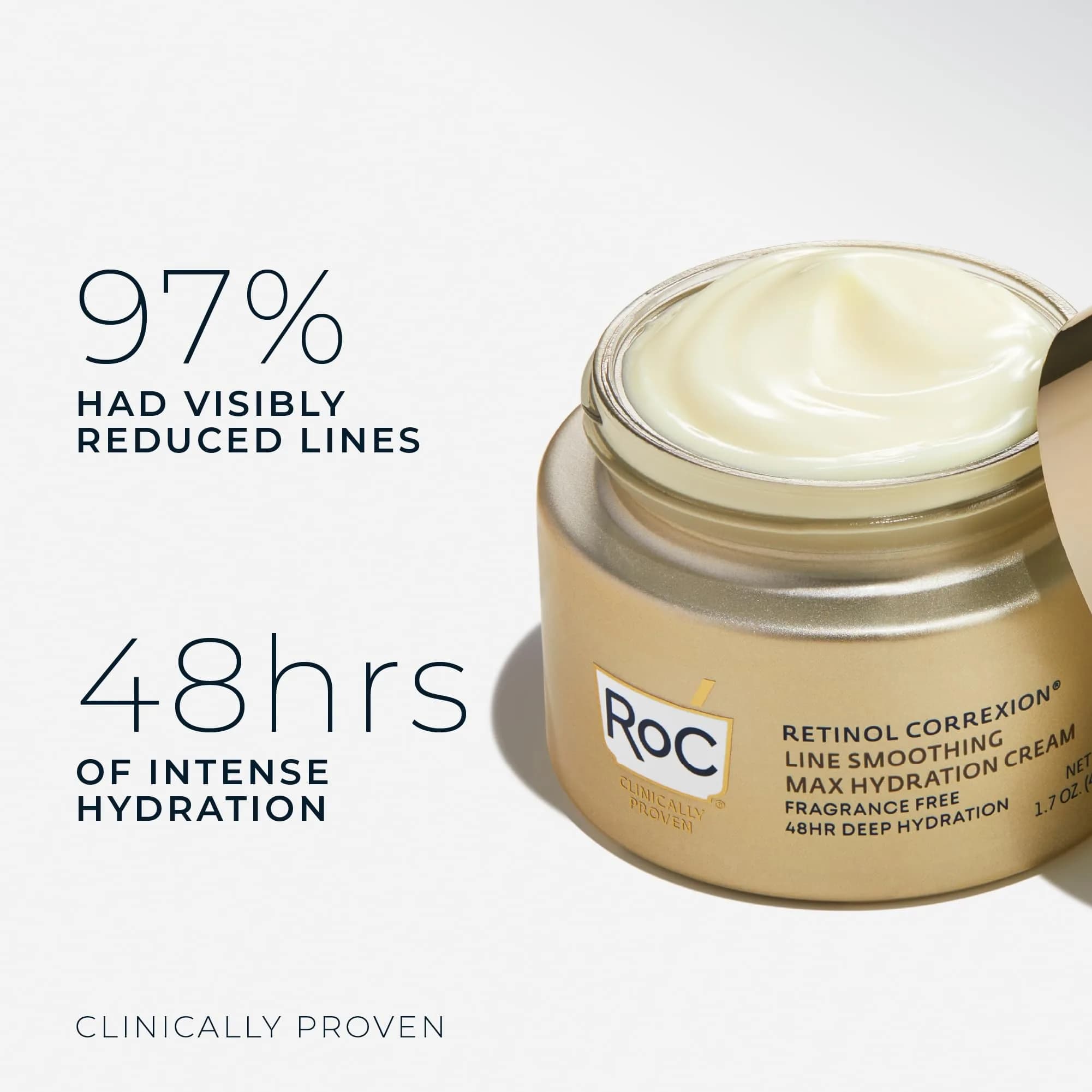 RoC Retinol Correxion Max Hydration Anti-Aging Daily Face Moisturizer with Hyaluronic Acid, Fragrance-Free, Oil-Free Skin Care, 1.7 oz (Pack of 2) - view 3
