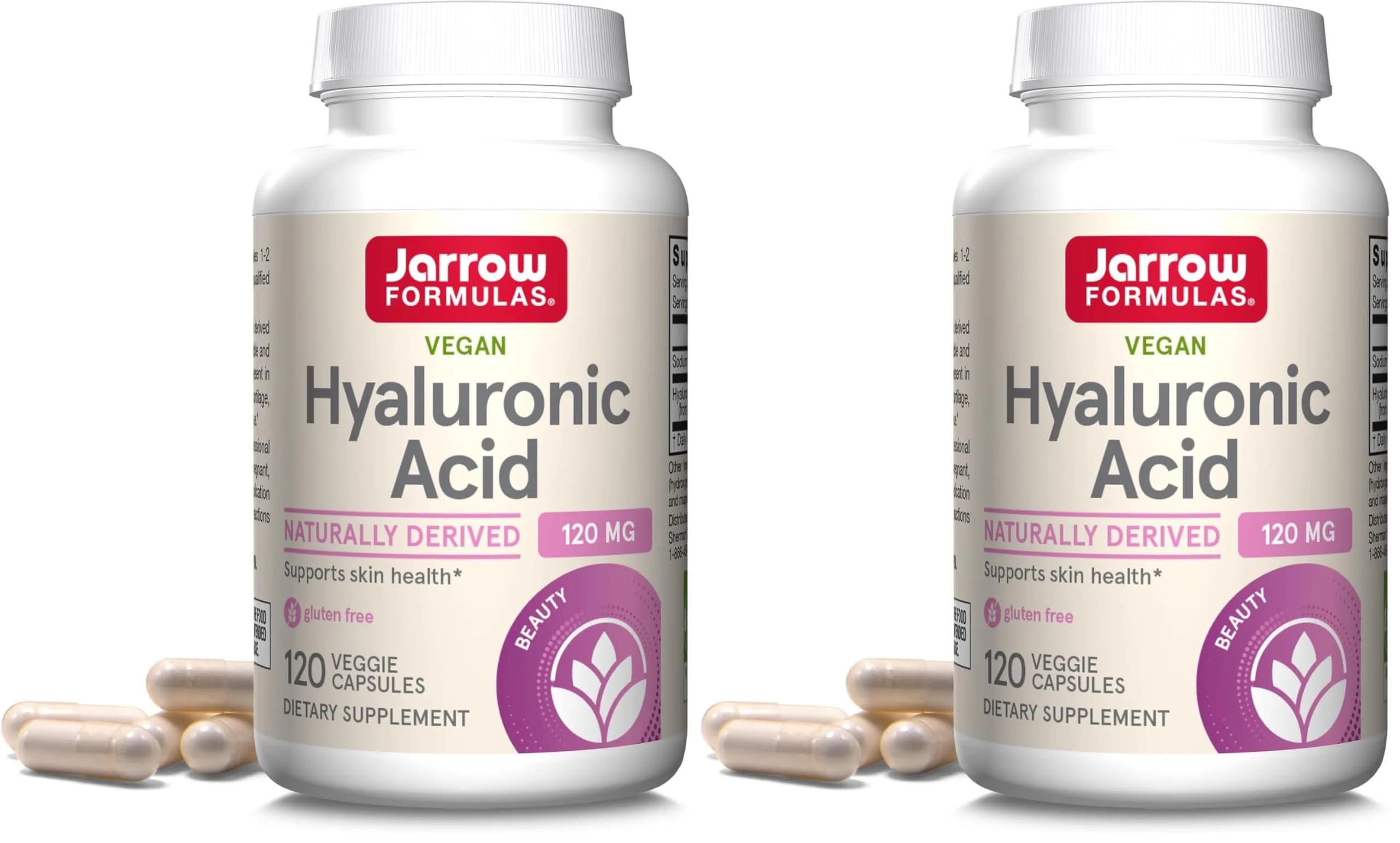 Jarrow Formulas Hyaluronic Acid 120 mg Veggie Capsules (240 Count, 120 mg per serving) | Skin Health Support
