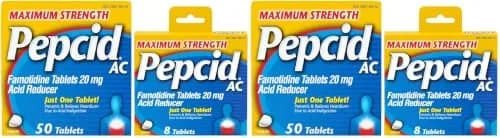 Pepcid AC Maximum Strength Heartburn Relief Tablets 20mg Famotidine 50 Count + 8 Count | Acid Reducer for Fast Relief thumbnail 1