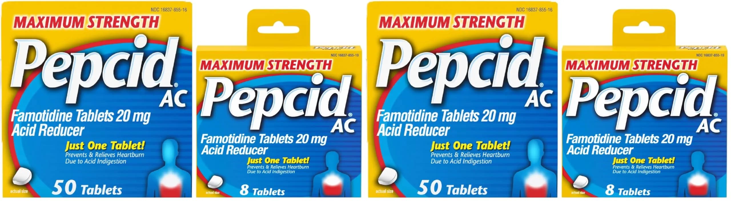 Pepcid AC Maximum Strength Heartburn Relief Tablets 20mg Famotidine 50 Count + 8 Count | Acid Reducer for Fast Relief — White