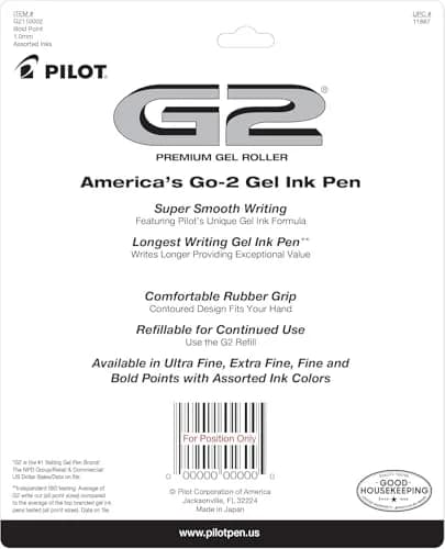 PILOT G2 Premium Retractable Gel-Ink Rollerball Pens 1.0mm Pack of 20 | Long-Lasting, Refillable for School & Office thumbnail 2