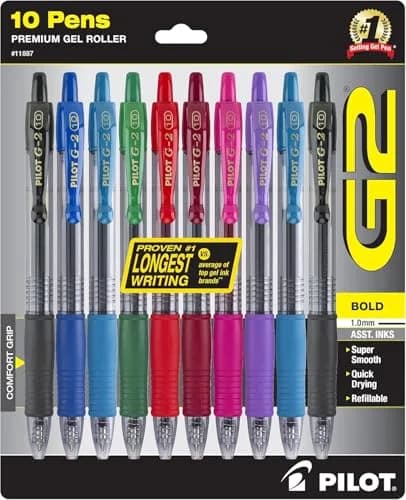PILOT G2 Premium Retractable Gel-Ink Rollerball Pens 1.0mm Pack of 20 | Long-Lasting, Refillable for School & Office thumbnail 3