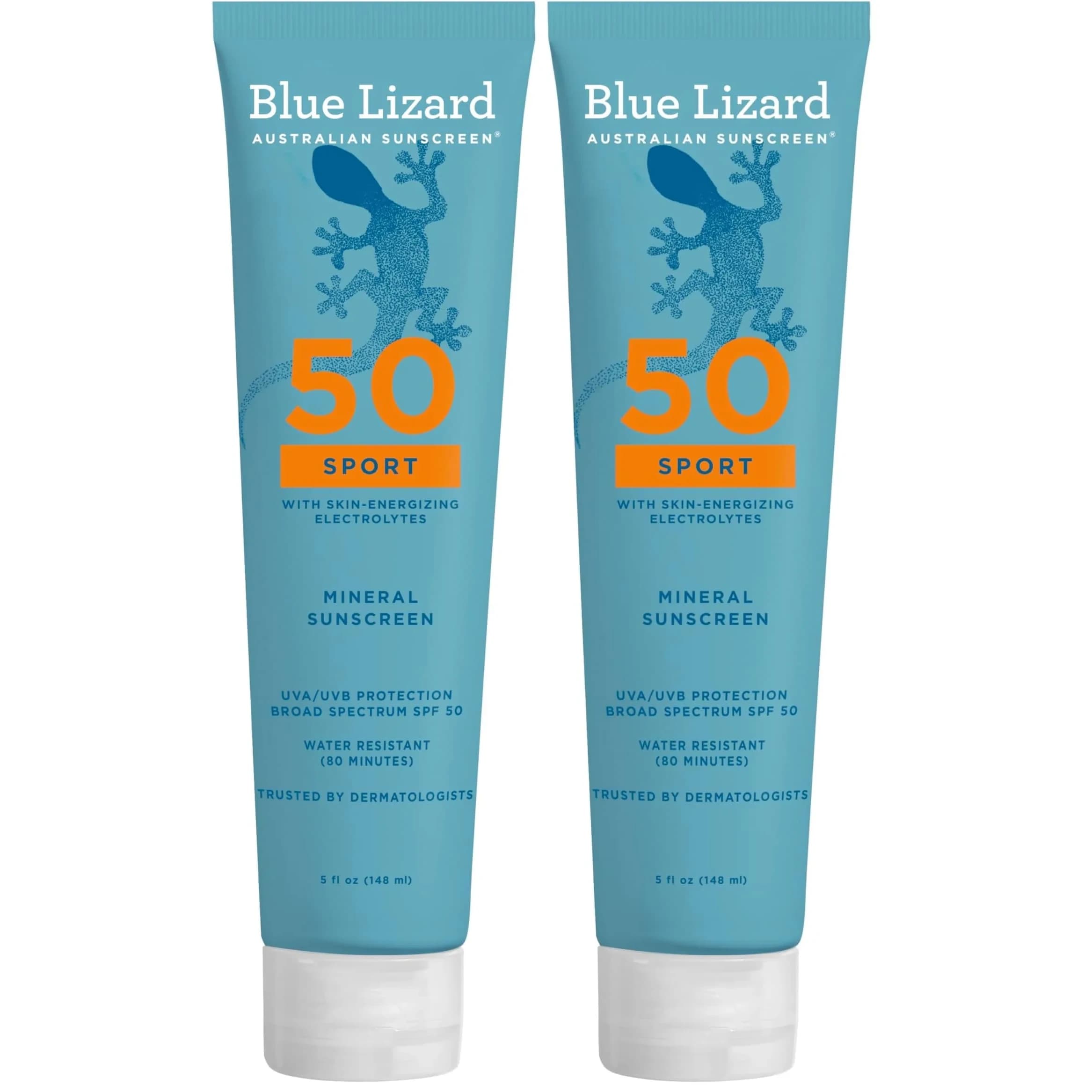 Blue Lizard Sport Mineral SPF 50 Lotion 2-Pack 148ml (5.0 Fl Oz) | Broad Spectrum UVA/UVB Protection — 5 Ounce