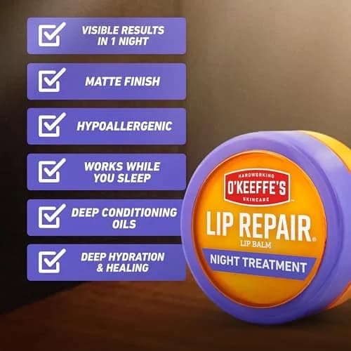 O'Keeffe's Lip Repair Night Treatment Lip Balm 0.25 oz Jar (Pack of 4) | Overnight Hydration for Severely Dry, Cracked Lips thumbnail 5