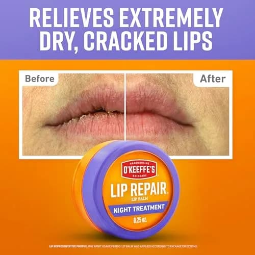 O'Keeffe's Lip Repair Night Treatment Lip Balm 0.25 oz Jar (Pack of 4) | Overnight Hydration for Severely Dry, Cracked Lips thumbnail 2