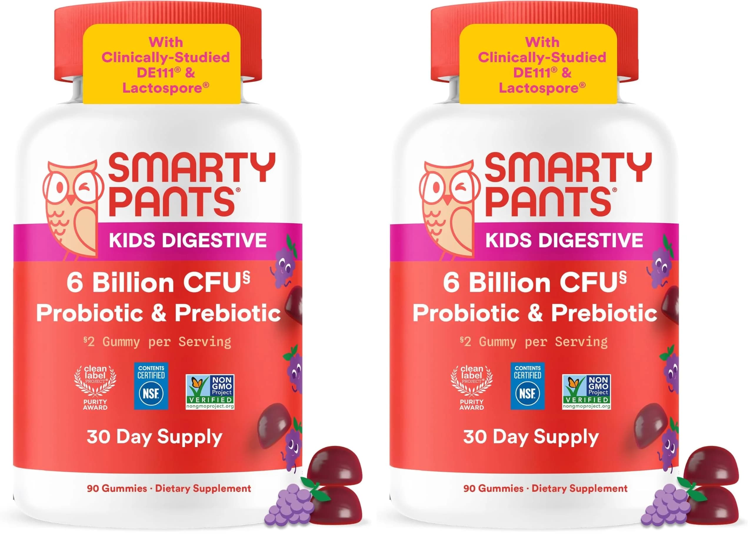SmartyPants Kids Probiotic & Prebiotic Gummies Grape 60 Count (30 Day Supply) | Clinically Studied for Digestive & Immune Support — Grape Probiotic + Prebiotic