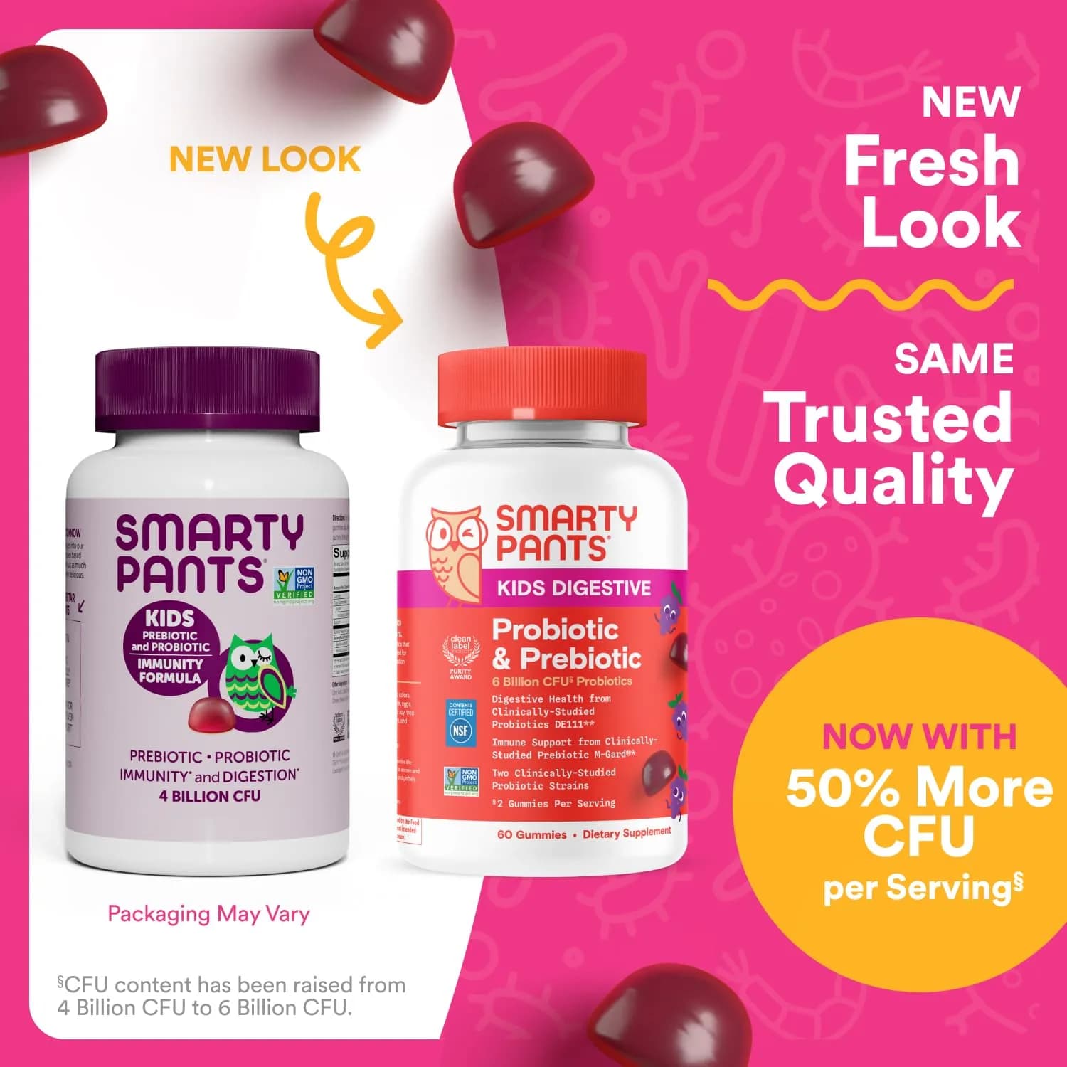 SmartyPants Kids Grape Probiotic + Prebiotic Gummies for Digestive & Immune Support, 60 Count - view 2