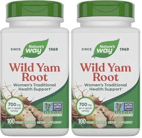 Nature's Way Wild Yam Root Capsules 700 mg per 2-Capsule Serving | Non-GMO Project Verified Vegan 100 Count (Pack of 2) thumbnail 1