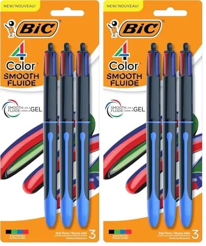 BIC 4 Color Smooth Retractable Ballpoint Pen, 1.0mm Point, 6 Pens | Bulk Pack for Students & Office thumbnail 1