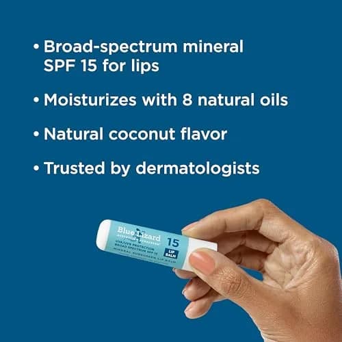 BLUE LIZARD Mineral SPF 15 Lip Balm 3-Pack | Broad Spectrum Sun Protection with Natural Coconut Flavor thumbnail 2