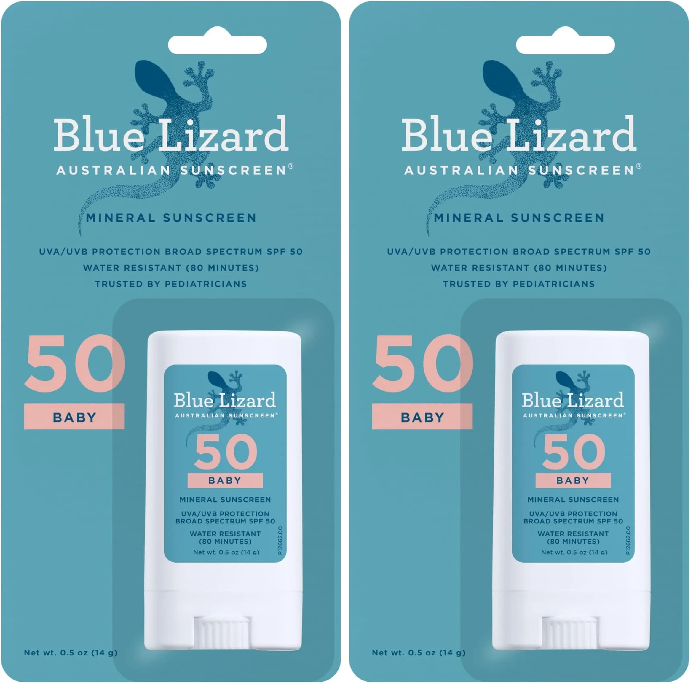 Blue Lizard BABY Mineral Sunscreen Stick SPF 50+ | 15ml (0.5 Fl Oz) Pack of 2