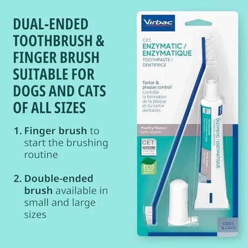 Virbac C.E.T. Oral Hygiene Kit for Dogs & Cats | Poultry Flavor Toothpaste & 2 Brushes (Pack of 2) | Vet-Recommended Dental Care thumbnail 2
