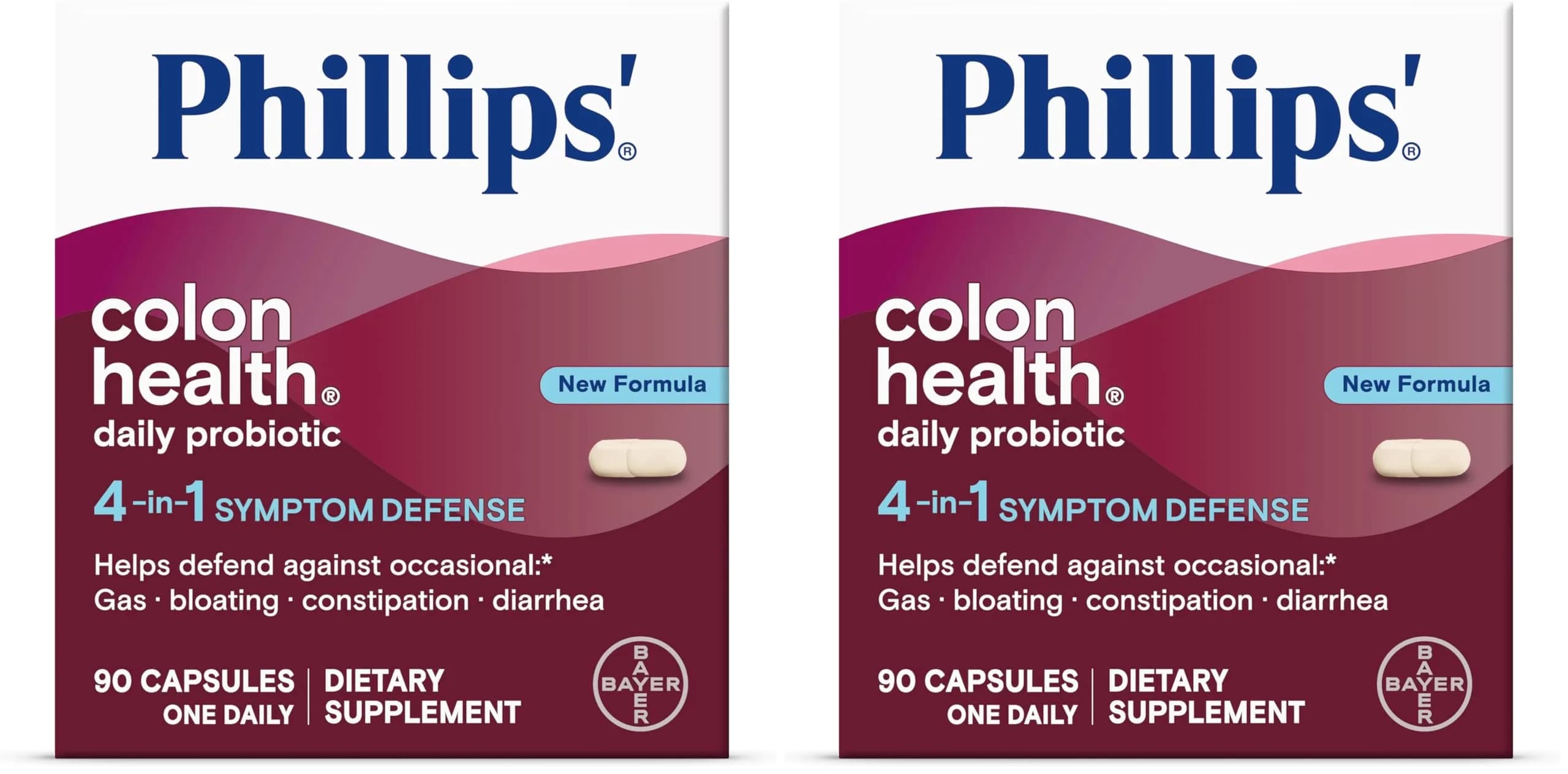 Phillips' Colon Health Daily Probiotic Capsules 180 Count (90 Count Pack of 2) | 4-in-1 Symptom Defense for Digestive & Immune Health - main product image
