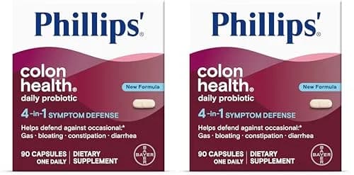 Phillips' Colon Health Daily Probiotic Capsules 180 Count (90 Count Pack of 2) | 4-in-1 Symptom Defense for Digestive & Immune Health thumbnail 1