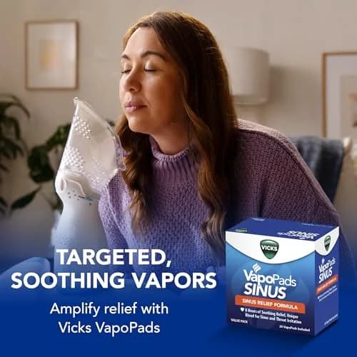 Vicks VapoPads Sinus Relief Formula 40 Count | Non-Medicated Sinus Congestion & Throat Irritation Relief thumbnail 3