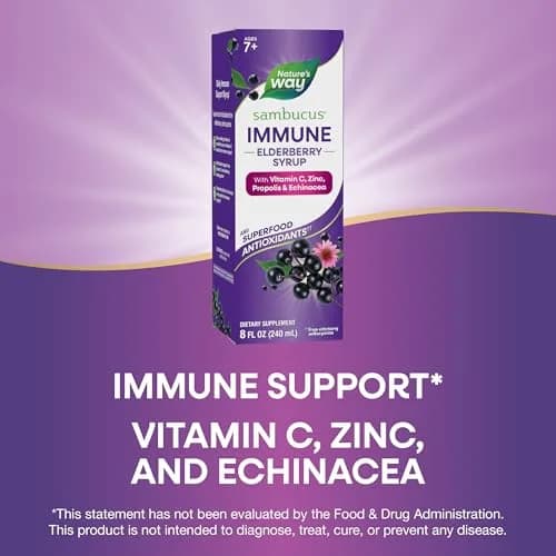 Nature's Way Sambucus Immune Elderberry Syrup 480ml (16 Fl Oz) | Daily Immune Support with Vitamin C & Zinc thumbnail 4