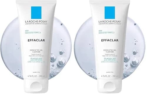 La Roche-Posay Effaclar Medicated Acne Face Wash 2 x 201ml (6.8 Fl Oz) | Dermatologist Tested for Oily & Sensitive Skin thumbnail 1