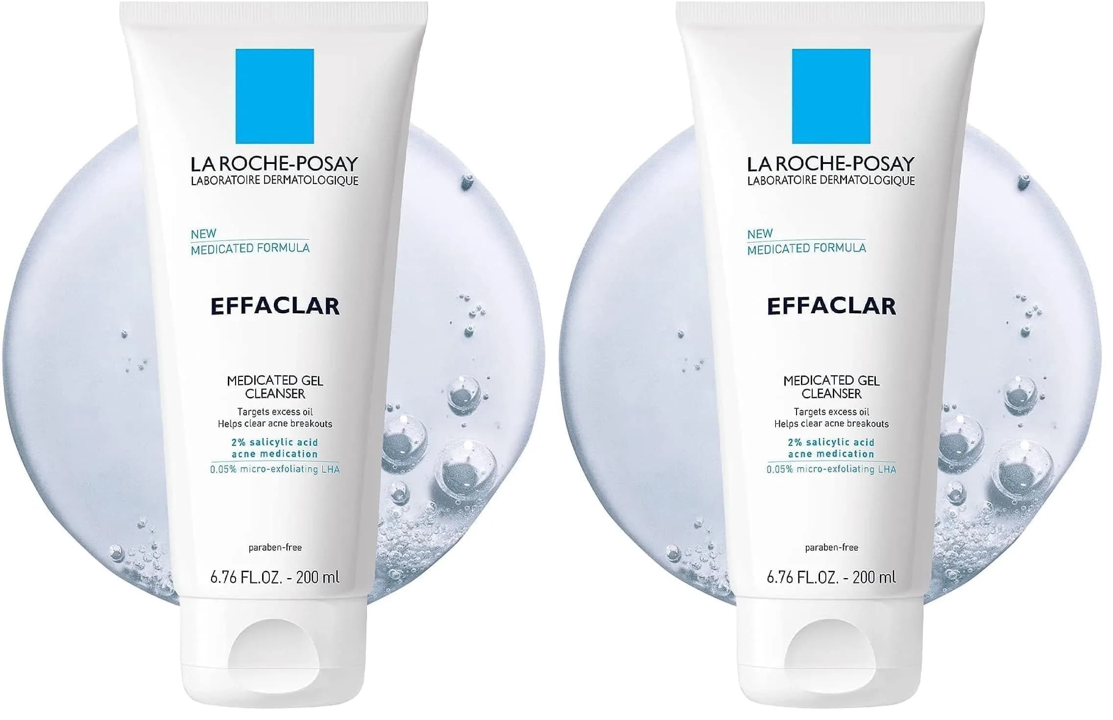 La Roche-Posay Effaclar Medicated Acne Face Wash 2 x 201ml (6.8 Fl Oz) | Dermatologist Tested for Oily & Sensitive Skin - main product image