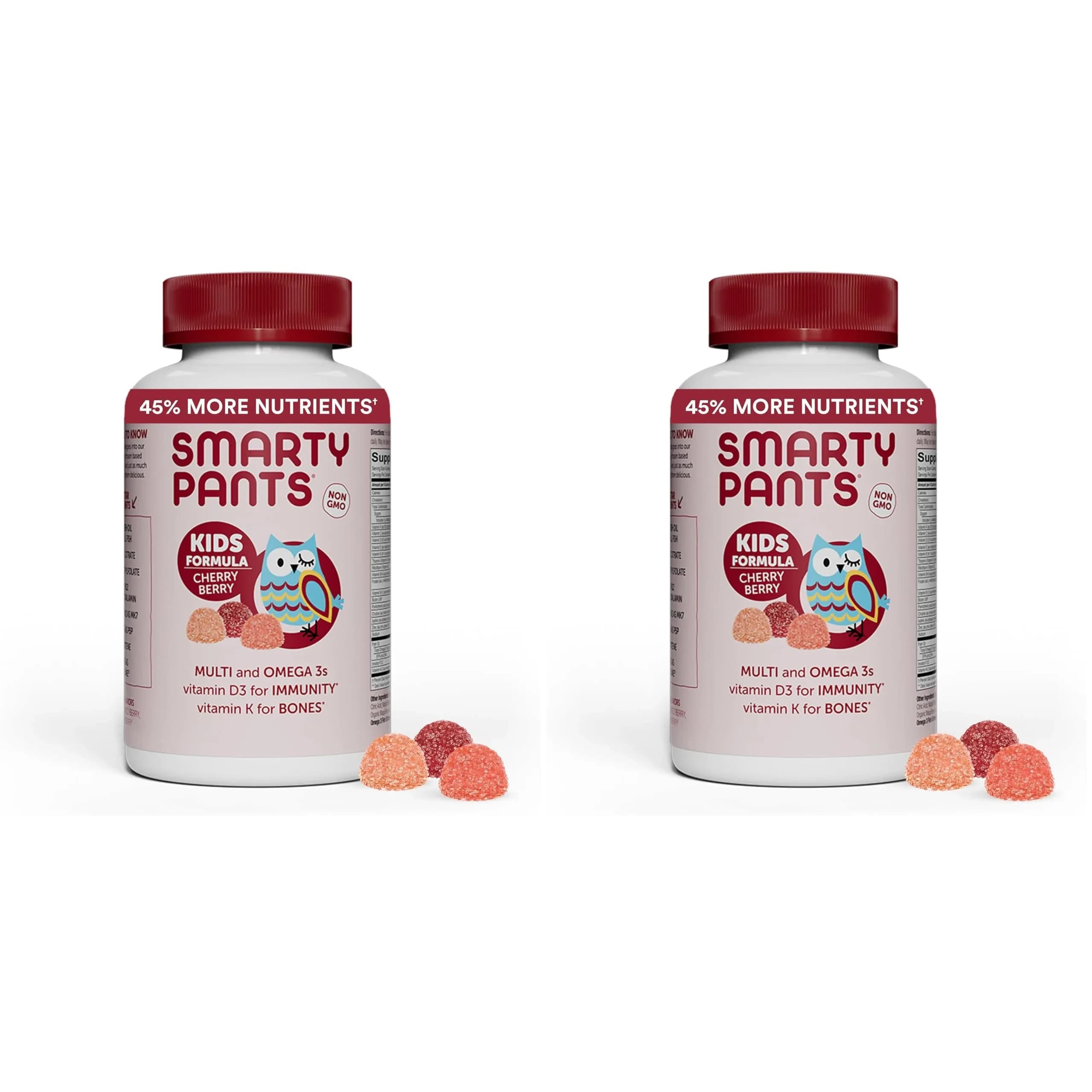 SmartyPants Kids Multivitamin Gummies with Omega 3 Fish Oil, Vitamin D3, C, B12, Zinc, 120 Count (2-Pack, 30 Day Supply) — Discontinued Red - 30 Day Supply