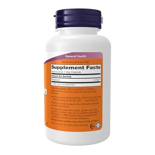 NOW Foods Melatonin 5 mg 360 Count (180 Capsules x 2) | Supports Healthy Sleep Cycles thumbnail 2