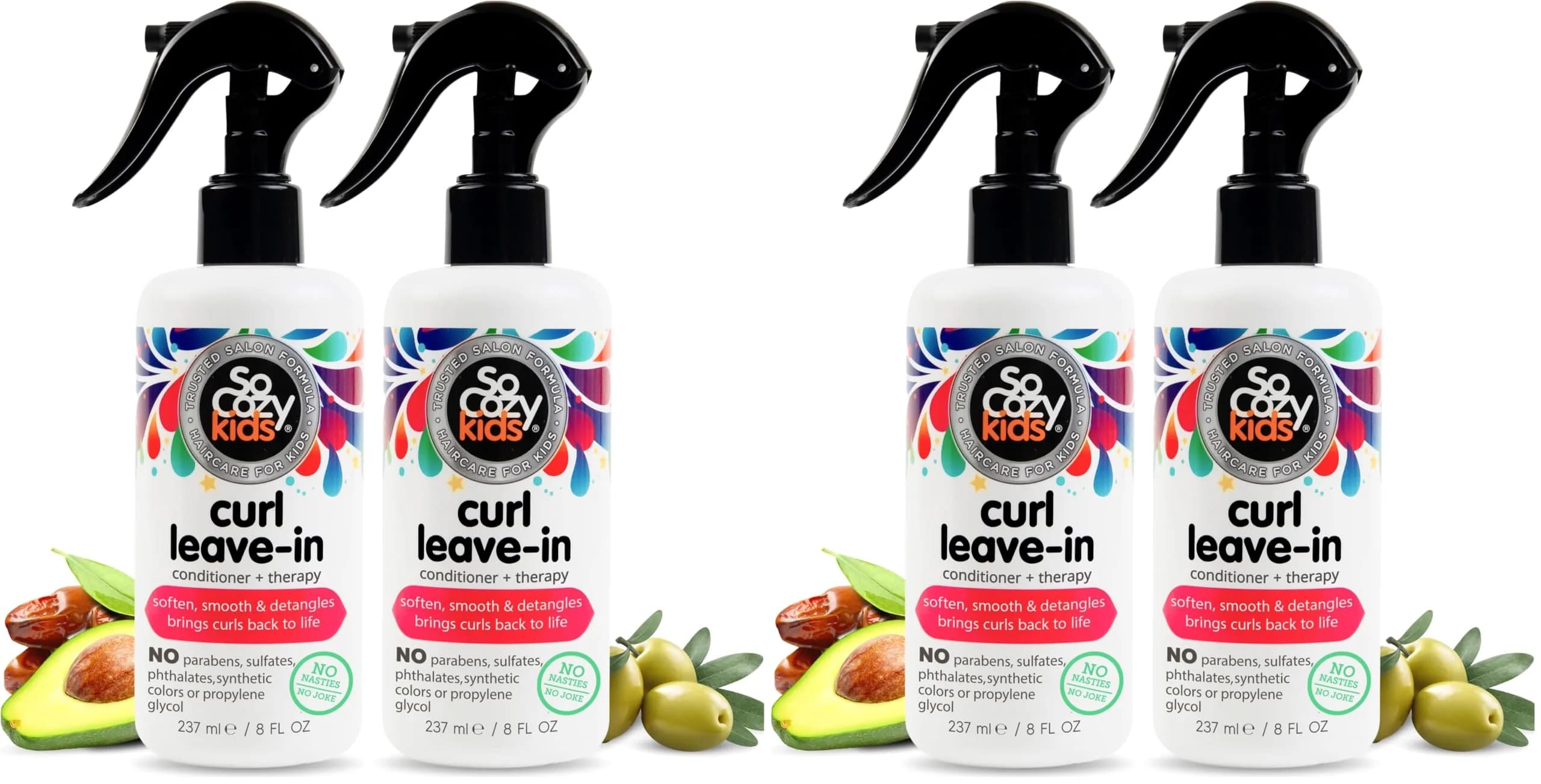 SO COZY Leave In Conditioner Spray 236ml (8 Fl Oz) Detangler for Kids' Curly Hair | Gentle & Nourishing with Keratin - main product image