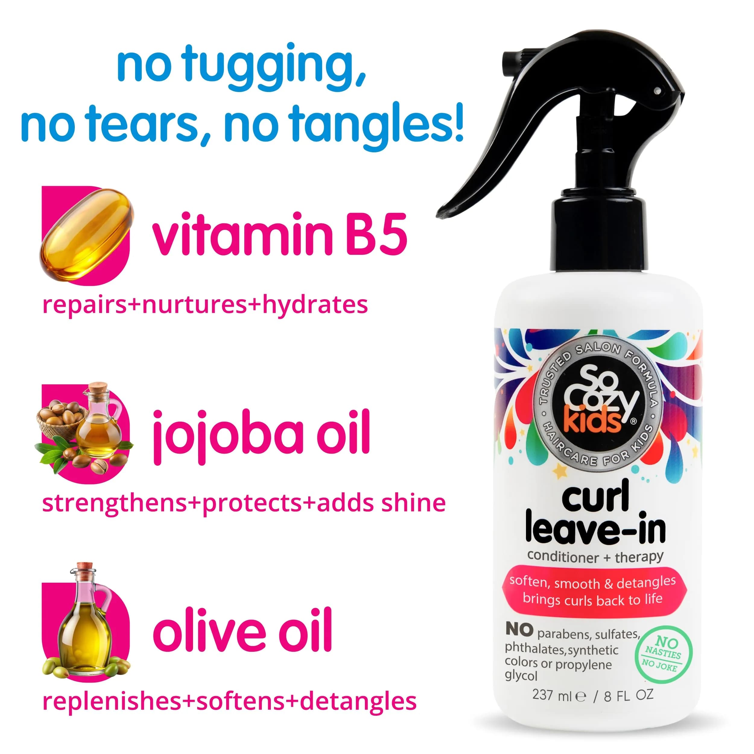 SO COZY Leave In Conditioner Spray 236ml (8 Fl Oz) Detangler for Kids' Curly Hair | Gentle & Nourishing with Keratin - view 3