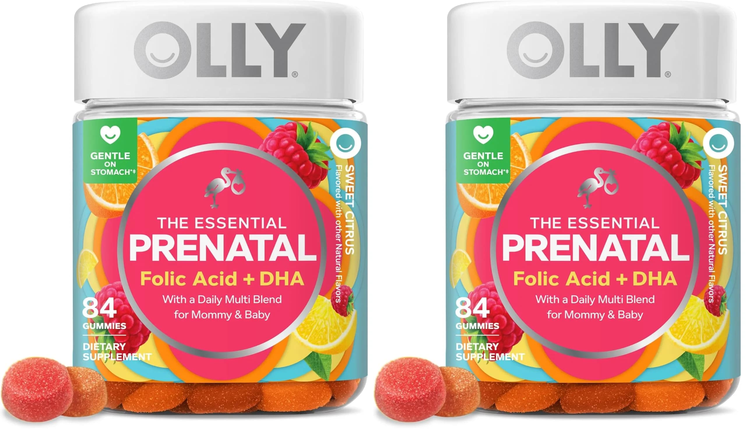 OLLY Prenatal Multivitamin Gummy Sweet Citrus Flavored 168 Count (84 Count Pack of 2) | Supports Mommy & Baby Wellness with Folic Acid & DHA - main product image
