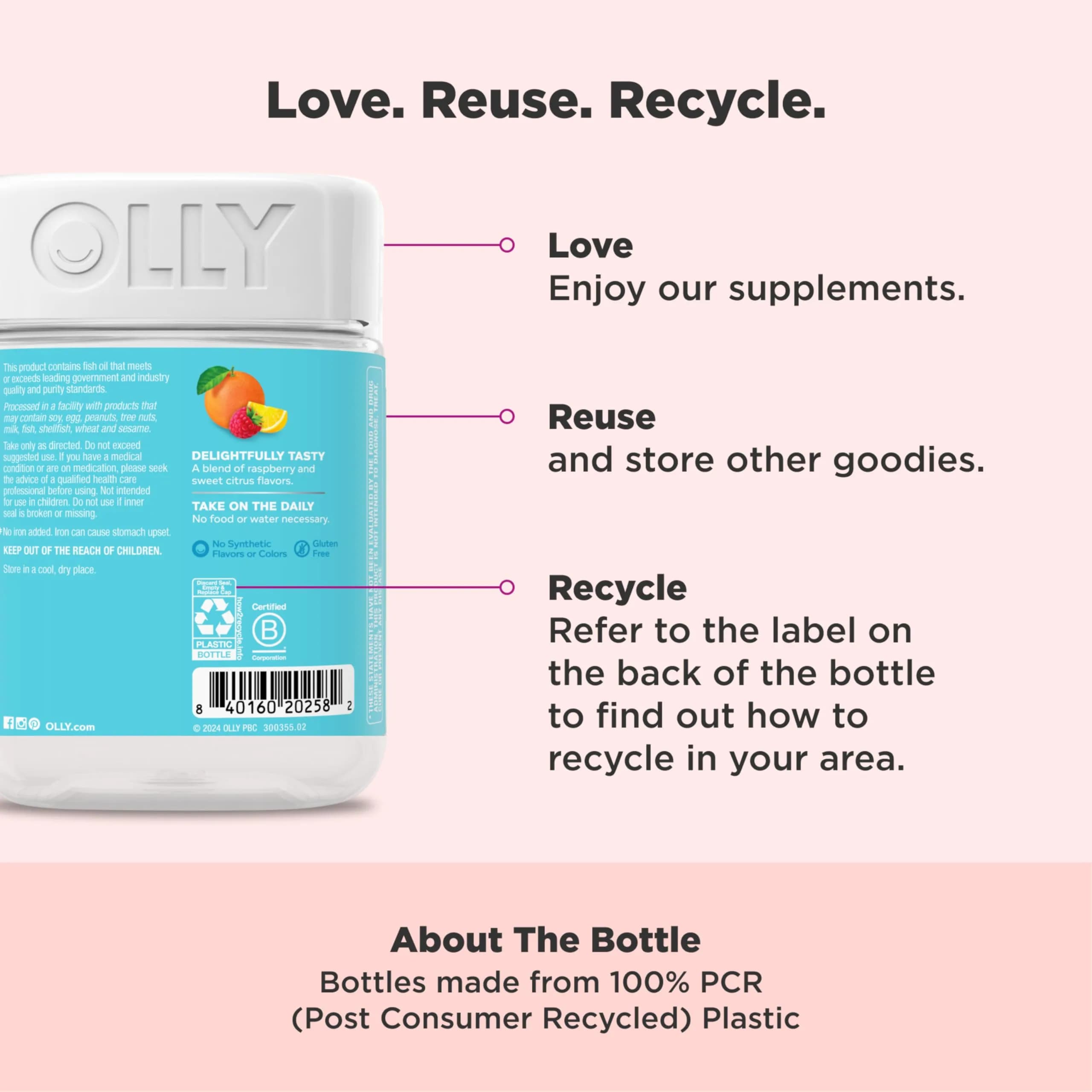OLLY Prenatal Multivitamin Gummy Sweet Citrus Flavored 168 Count (84 Count Pack of 2) | Supports Mommy & Baby Wellness with Folic Acid & DHA - view 5