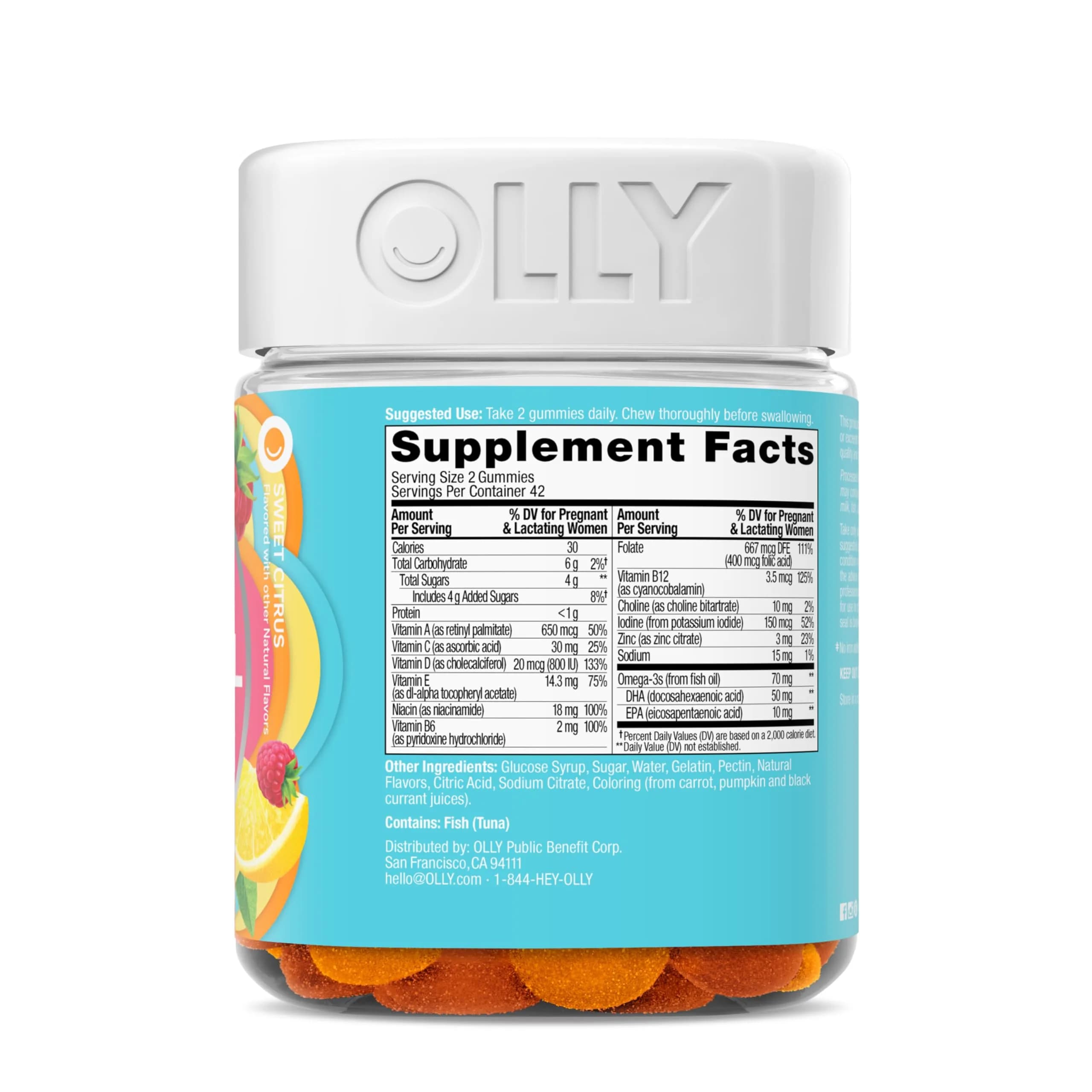 OLLY Prenatal Multivitamin Gummy Sweet Citrus Flavored 168 Count (84 Count Pack of 2) | Supports Mommy & Baby Wellness with Folic Acid & DHA - view 9