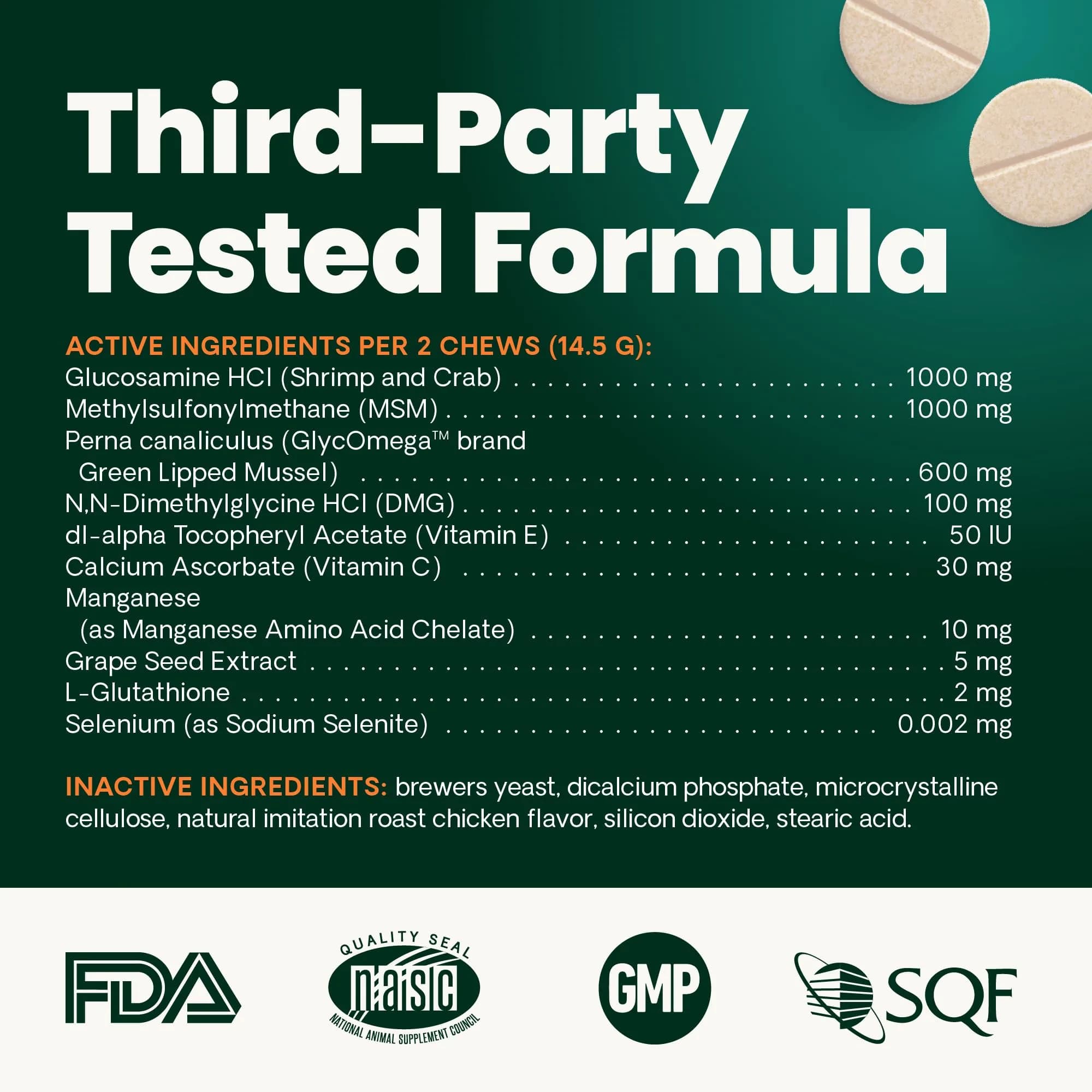 VetriScience Extra Strength Healthy Hip & Joint Chewable Tablets for Dogs | 240 Tablets (Pack of 2) - view 7