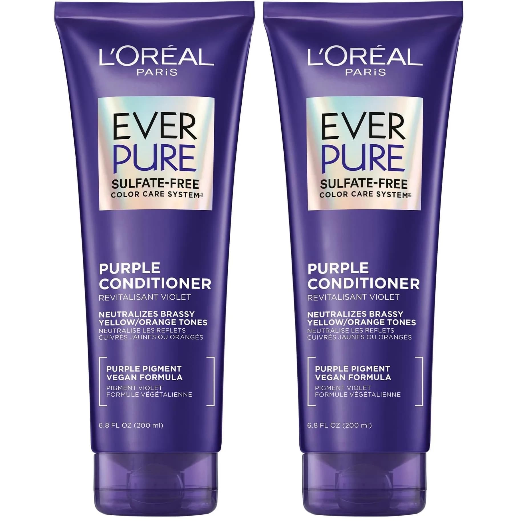 L'Oreal Paris EverPure Brass Toning Purple Conditioner 400ml (13.6 Fl Oz) | Sulfate-Free Toning for Blonde Hair - main product image