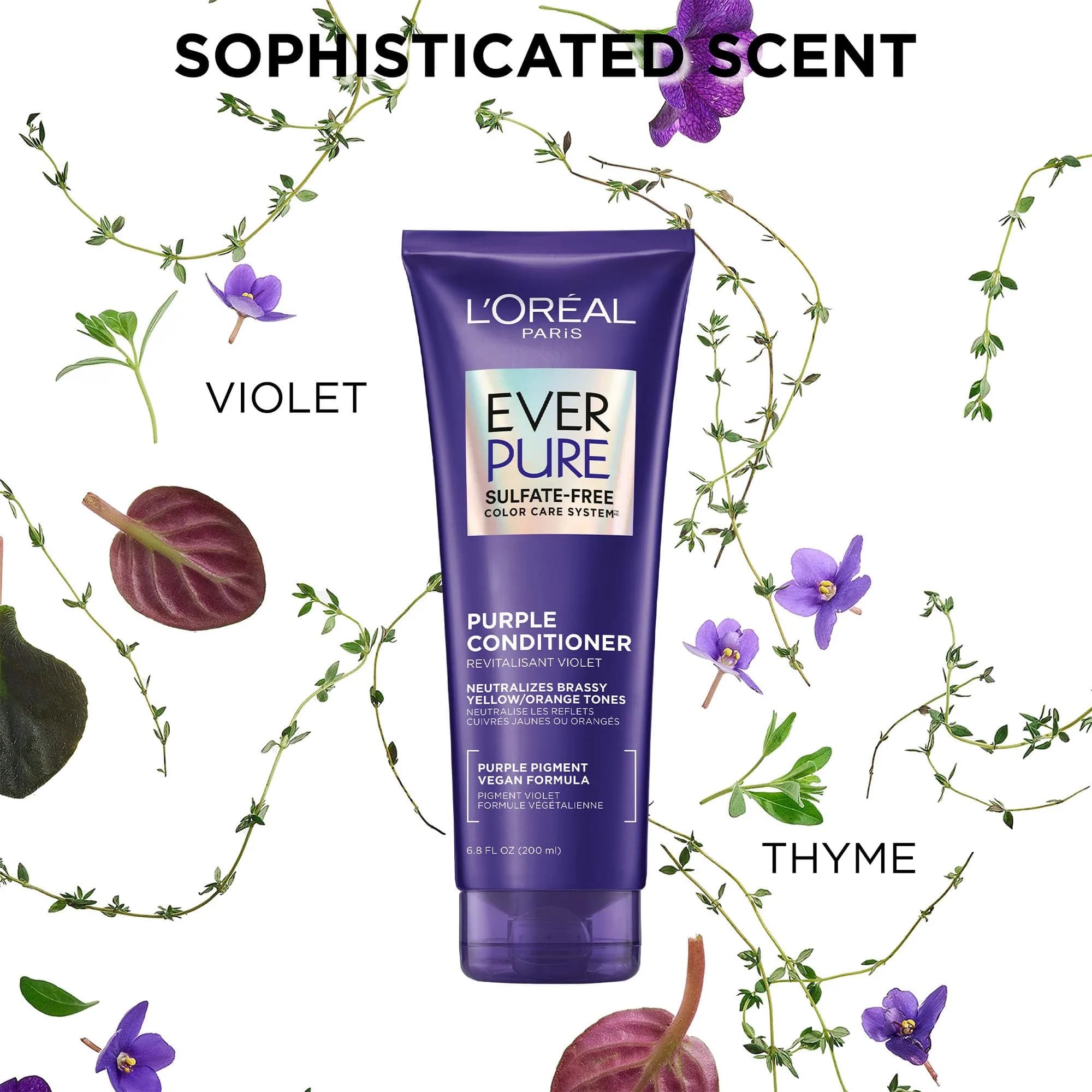 L'Oreal Paris EverPure Brass Toning Purple Conditioner 400ml (13.6 Fl Oz) | Sulfate-Free Toning for Blonde Hair - view 9