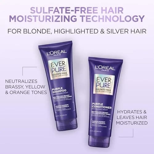 L'Oreal Paris EverPure Brass Toning Purple Conditioner 400ml (13.6 Fl Oz) | Sulfate-Free Toning for Blonde Hair thumbnail 2