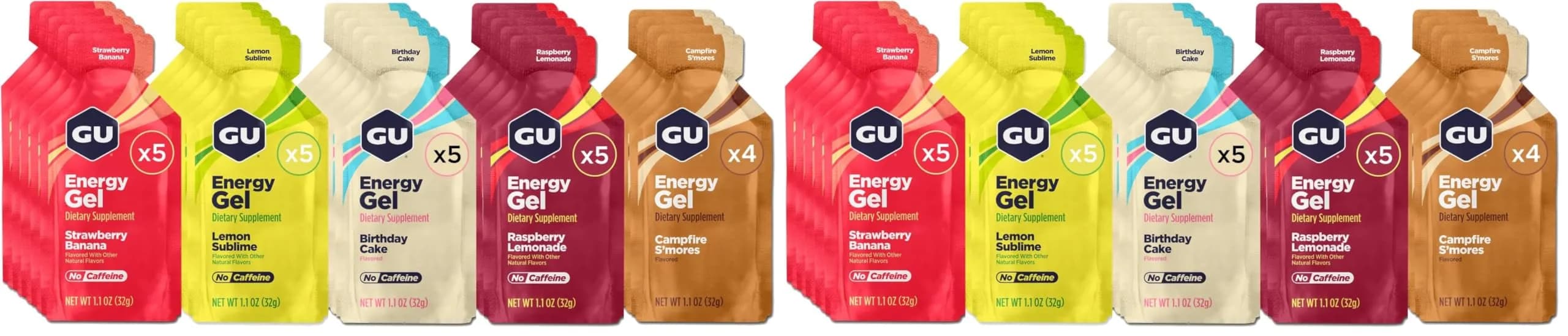 GU Energy Original Energy Gels Caffeine-Free Mixed Variety Pack (48 x 1.1 Fl Oz) | Dual Source Energy for Athletes