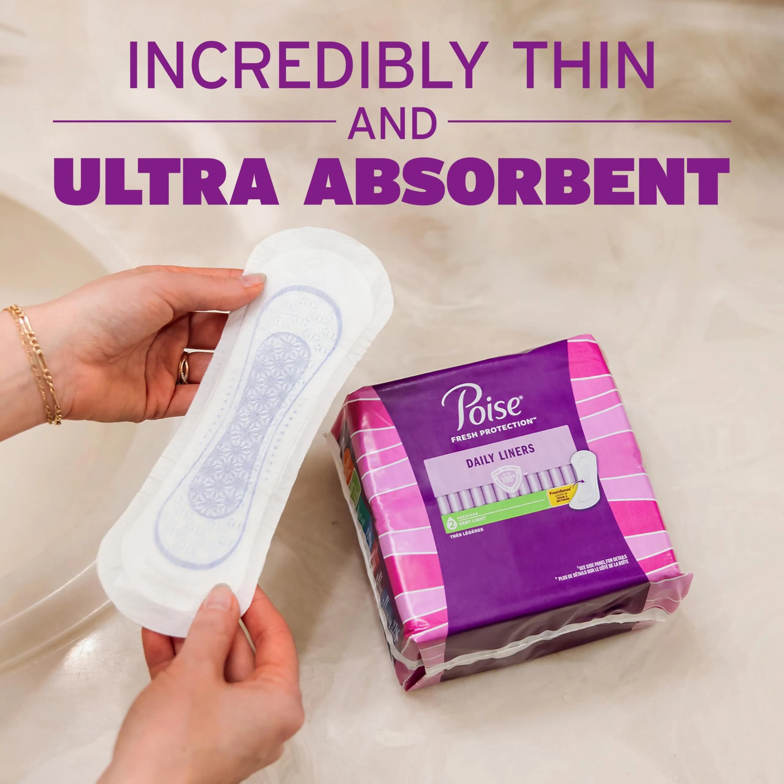 Poise Daily Liners Long Length Very Light Absorbency 114 Count | Bladder Leak Protection - view 5