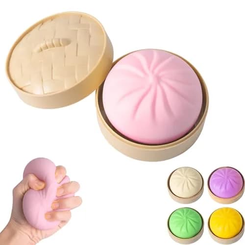 FUYUANLIEV Pink Dumpling Squishy Toy Large | Mystery Surprise Sensory Stress Ball - main product image