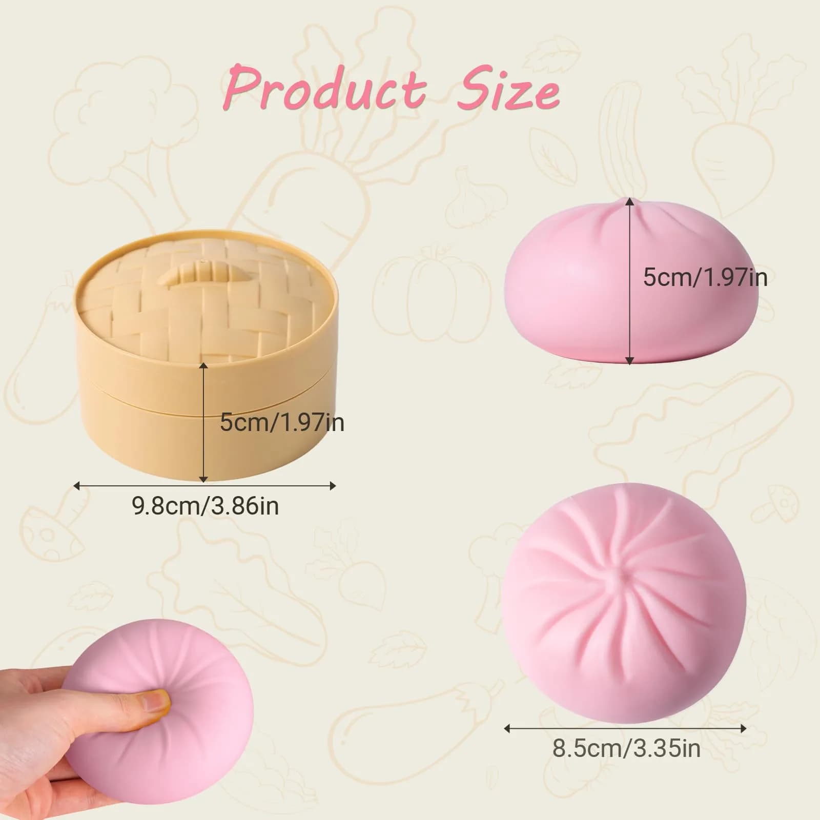 FUYUANLIEV Pink Dumpling Squishy Toy Large | Mystery Surprise Sensory Stress Ball - view 3
