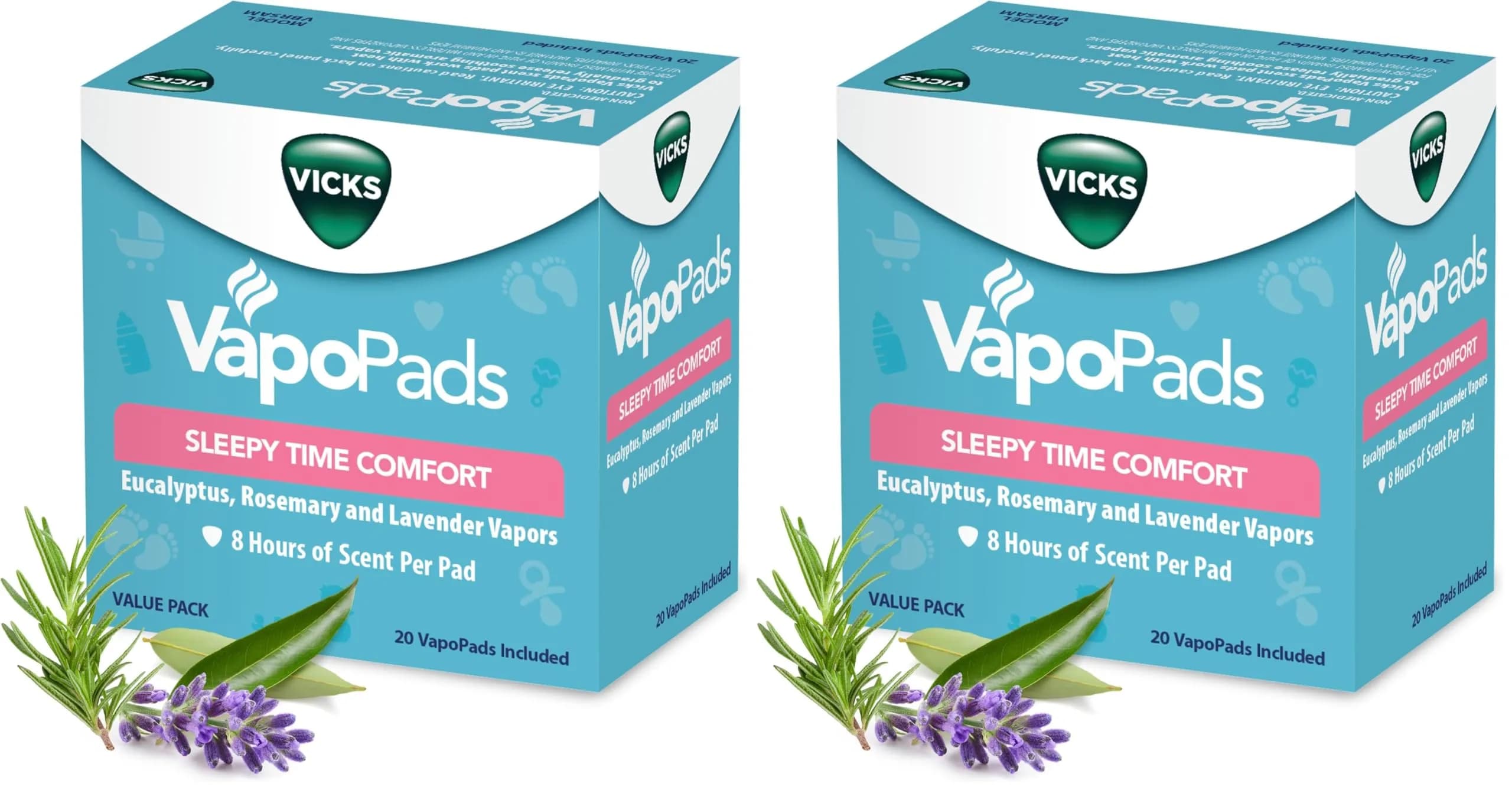 Vicks VapoPads Sleepy Time Comfort 40-Pack (1.5 oz / 42 g) | Rosemary, Lavender, Eucalyptus Scents — Sleepytime